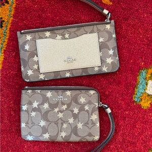 Coach Tan and Cream Star Wristlet Set of 2